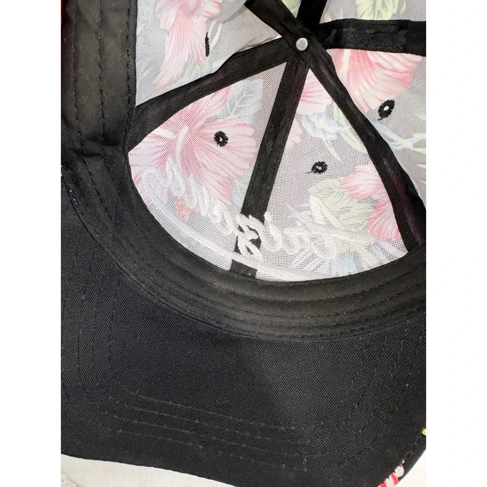 Arizona Tropical Hibiscus Floral Baseball Cap‎ Black Pink One Size Hat